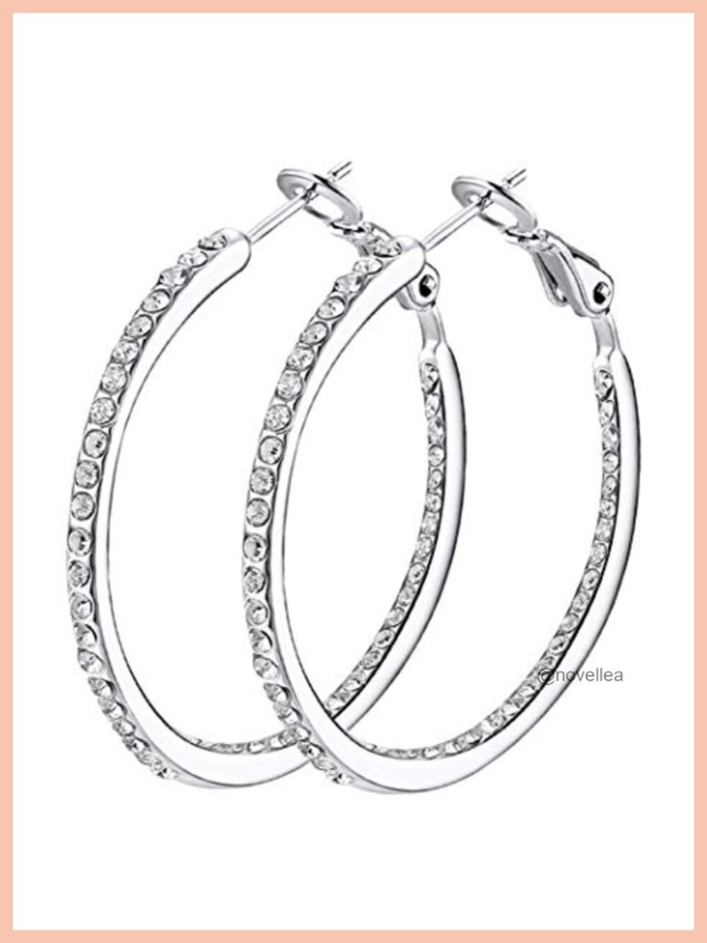 White Gold Plated Hoop Earrings Rhinestone CZ Hinged Hoop Women Jewelry